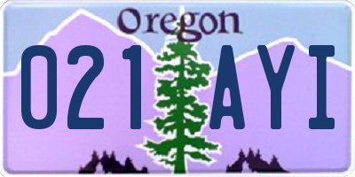 OR license plate 021AYI