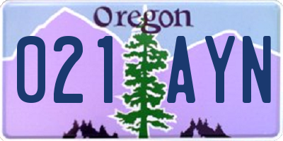 OR license plate 021AYN