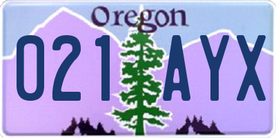 OR license plate 021AYX