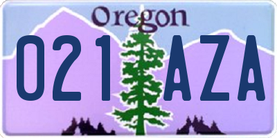 OR license plate 021AZA