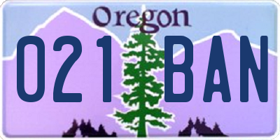 OR license plate 021BAN