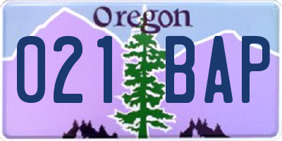 OR license plate 021BAP