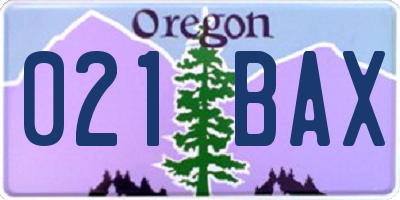 OR license plate 021BAX