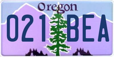 OR license plate 021BEA