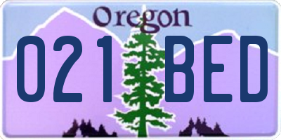 OR license plate 021BED