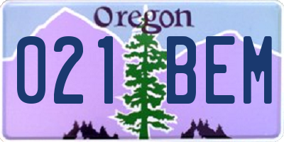 OR license plate 021BEM