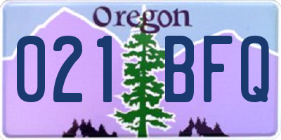 OR license plate 021BFQ