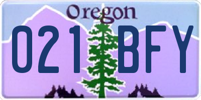 OR license plate 021BFY