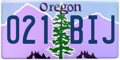 OR license plate 021BIJ