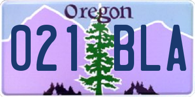 OR license plate 021BLA