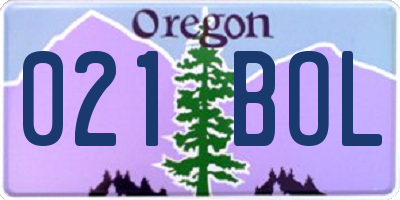 OR license plate 021BOL
