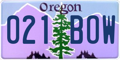 OR license plate 021BOW