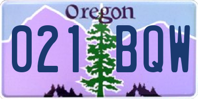 OR license plate 021BQW