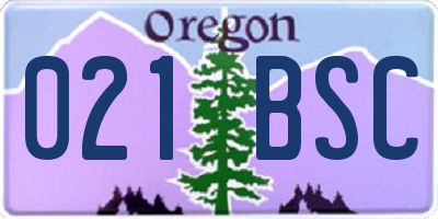 OR license plate 021BSC