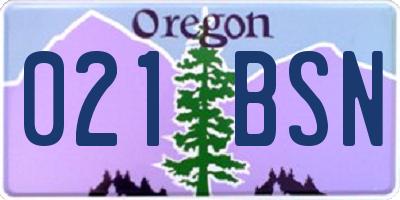 OR license plate 021BSN