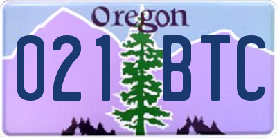 OR license plate 021BTC