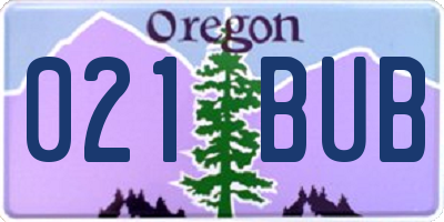 OR license plate 021BUB