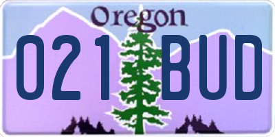 OR license plate 021BUD