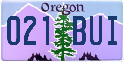 OR license plate 021BUI