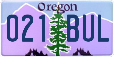 OR license plate 021BUL