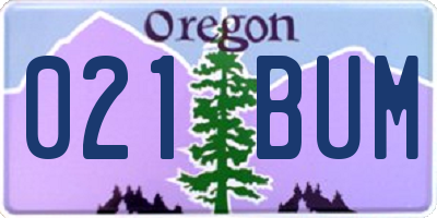 OR license plate 021BUM
