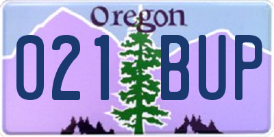 OR license plate 021BUP