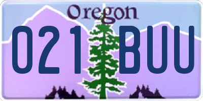 OR license plate 021BUU
