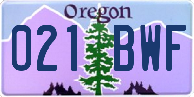 OR license plate 021BWF