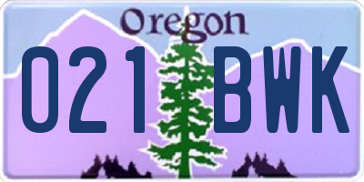 OR license plate 021BWK