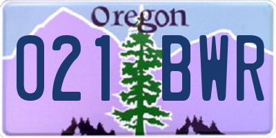 OR license plate 021BWR