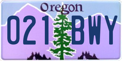 OR license plate 021BWY