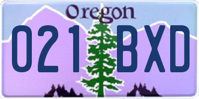 OR license plate 021BXD