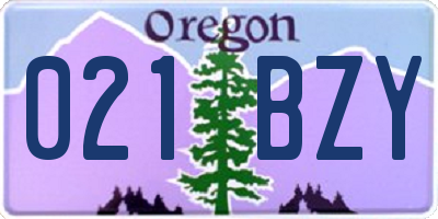 OR license plate 021BZY