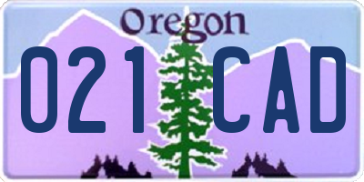 OR license plate 021CAD