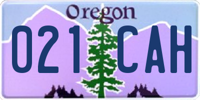 OR license plate 021CAH