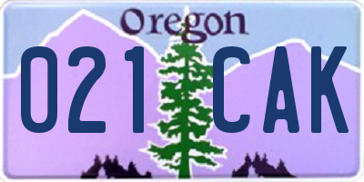 OR license plate 021CAK