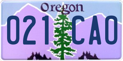OR license plate 021CAO