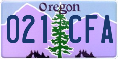 OR license plate 021CFA