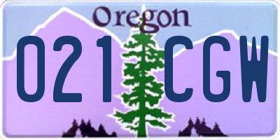 OR license plate 021CGW