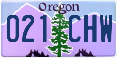 OR license plate 021CHW