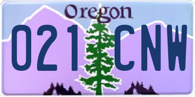 OR license plate 021CNW