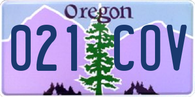 OR license plate 021COV