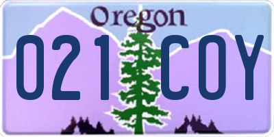 OR license plate 021COY