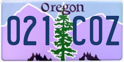 OR license plate 021COZ