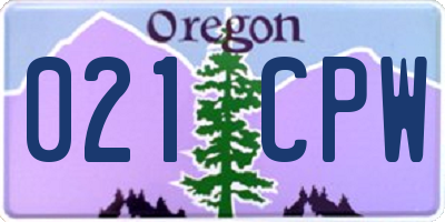 OR license plate 021CPW
