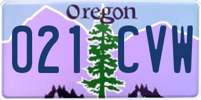 OR license plate 021CVW