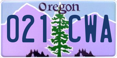 OR license plate 021CWA