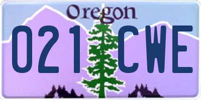 OR license plate 021CWE