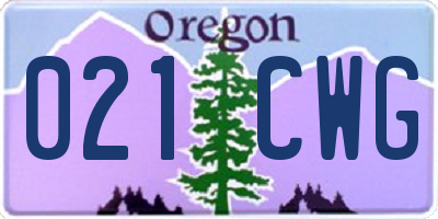 OR license plate 021CWG