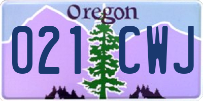 OR license plate 021CWJ